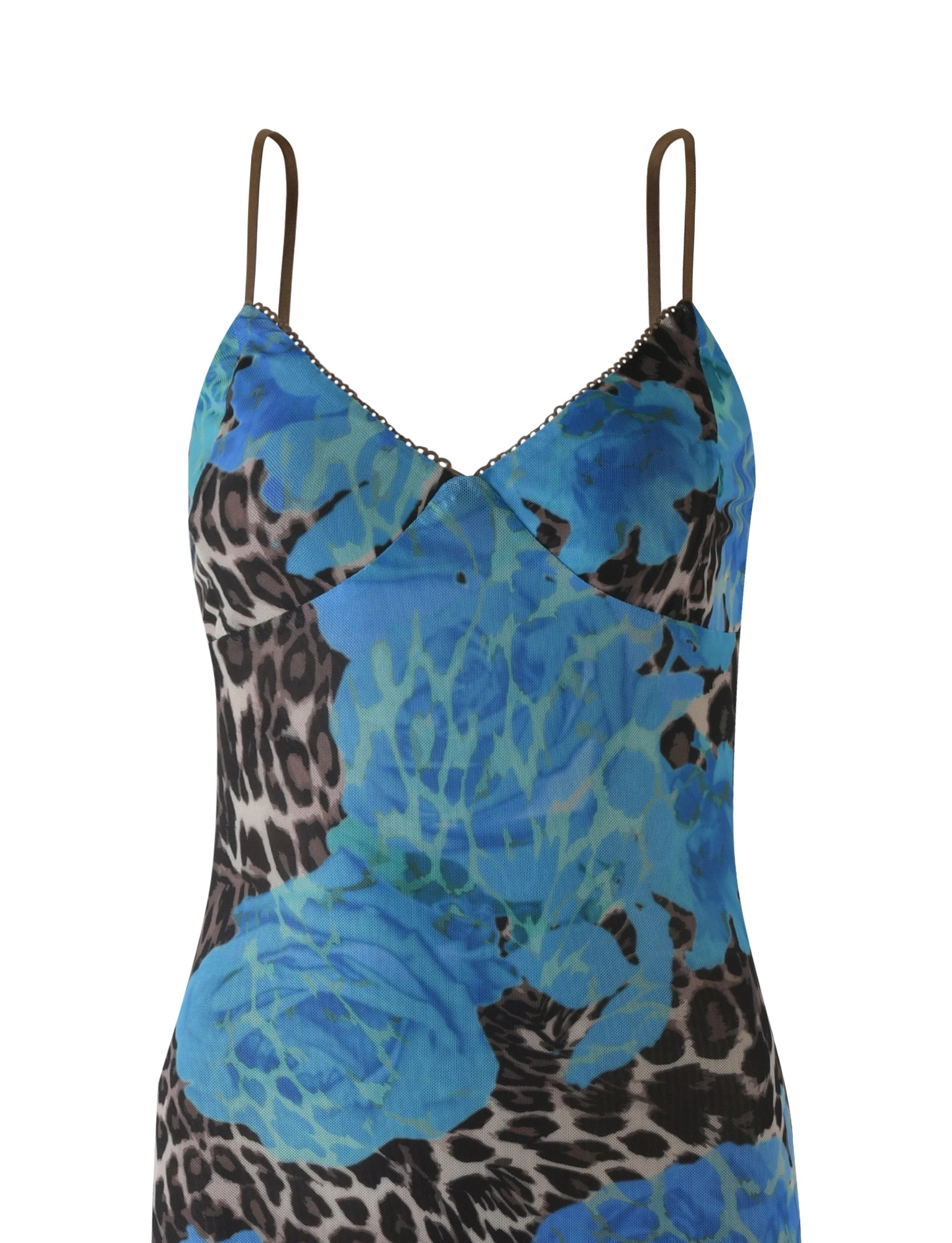 LaPose Arlette Radiant Floral Maxi Dress - Blue Leopard