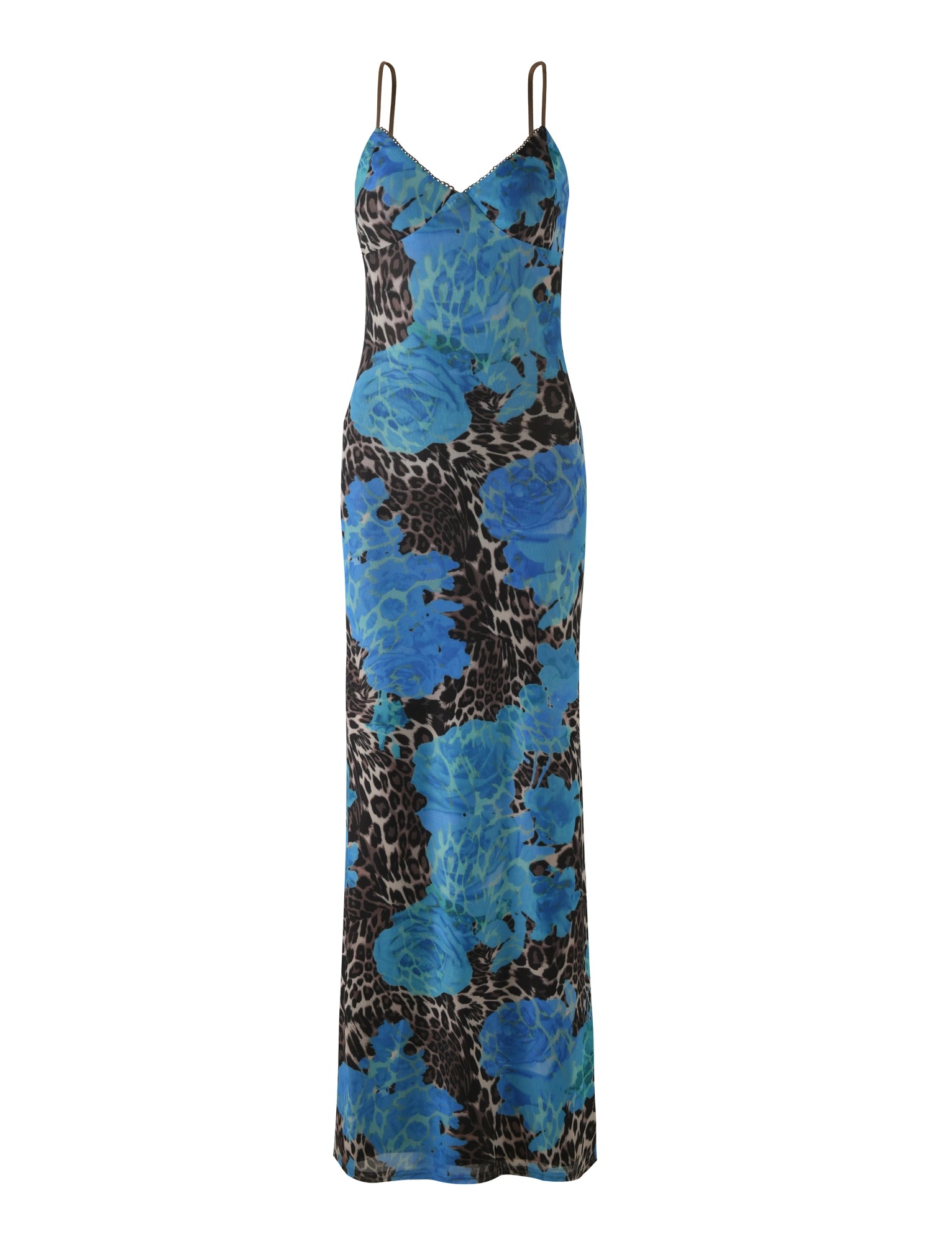LaPose Arlette Radiant Floral Maxi Dress - Blue Leopard