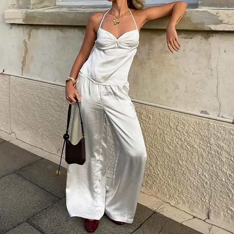 LaPose - Arsema Satin Ruched Halter Top