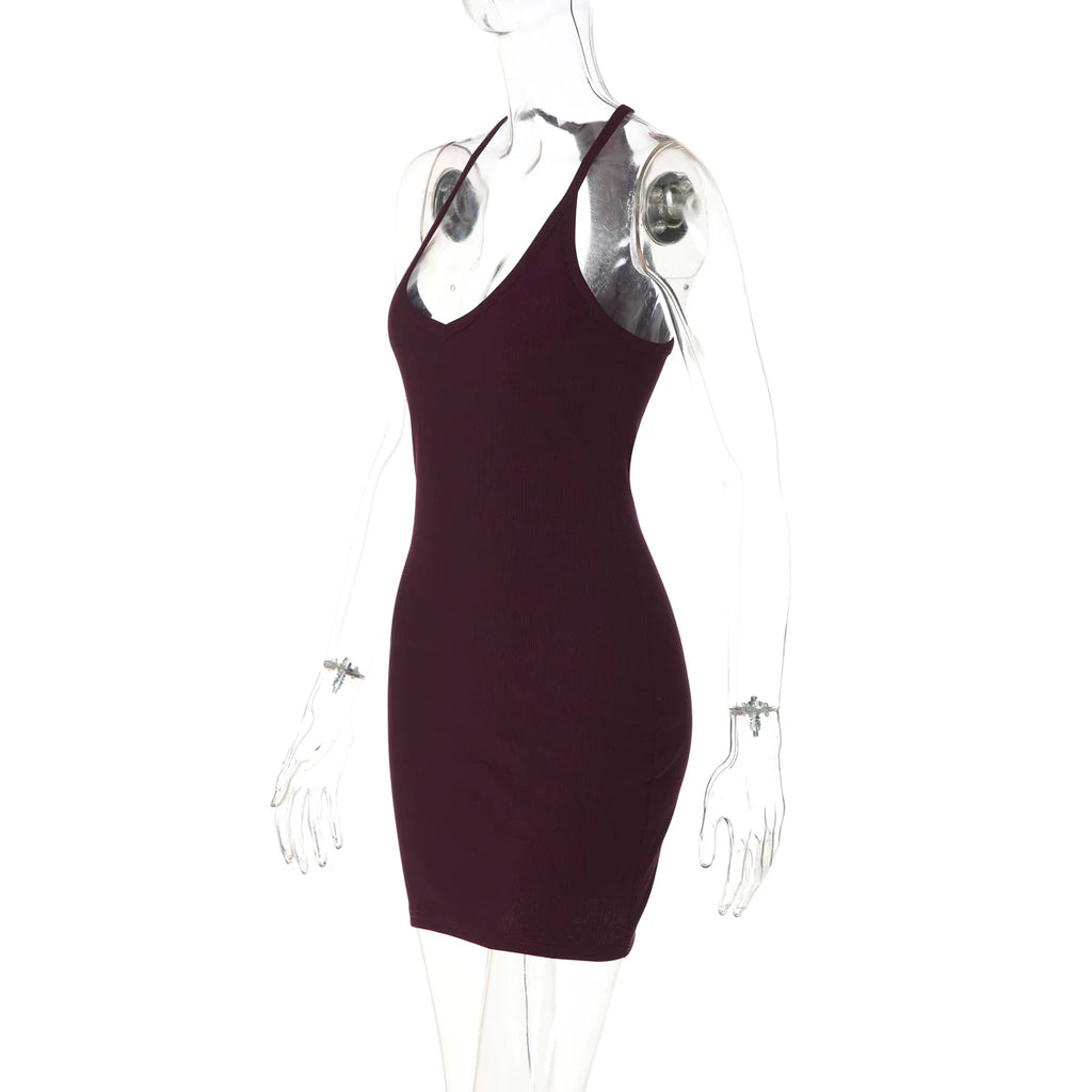 Aryiah Ribbed Halter Mini Dress