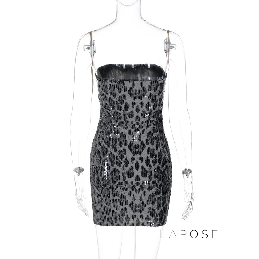 Ashlee Leopard Sequin Mini Dress [CHPZTPCJ]