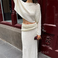 Ashly One-Shoulder Knit Set [BK0MLLX2]
