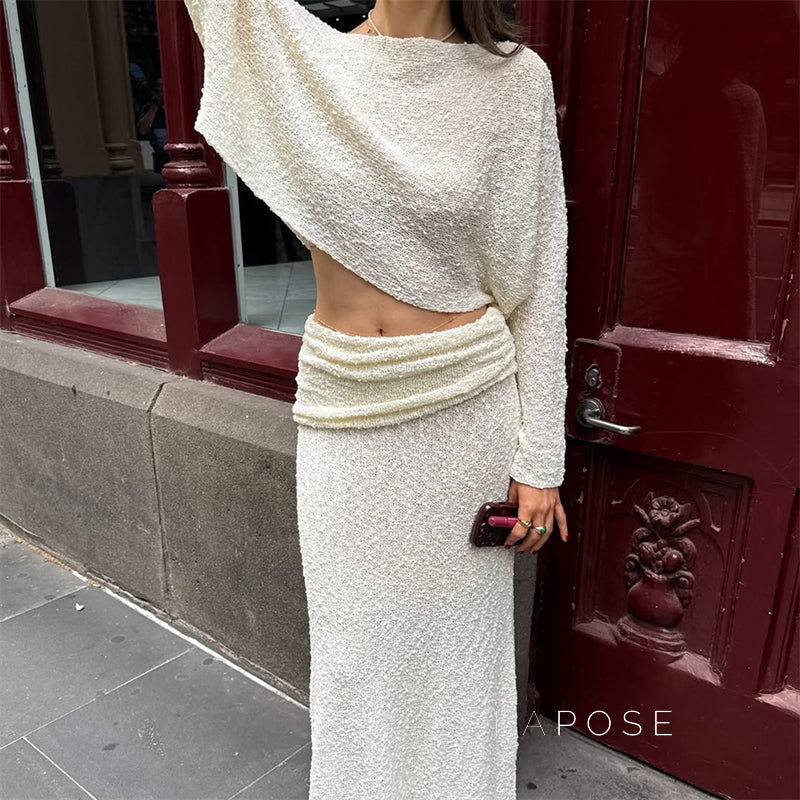 Ashly One-Shoulder Knit Set [BK0MLLX2]