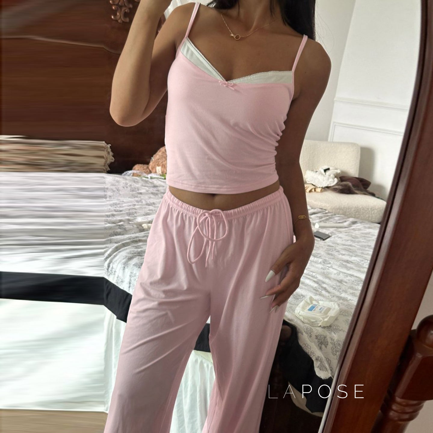 Asma Pink Knitted Lounge Set [FTO7LKSN]