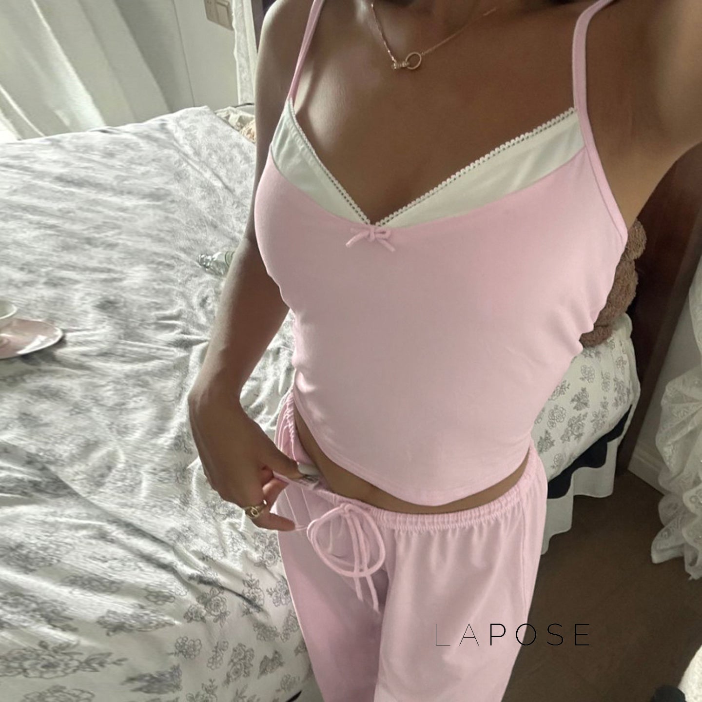 Asma Pink Knitted Lounge Set [8LTEWMN8]