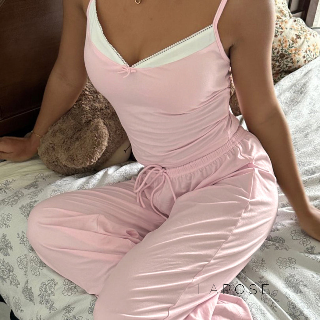 Asma Pink Knitted Lounge Set [96QCCOY1]