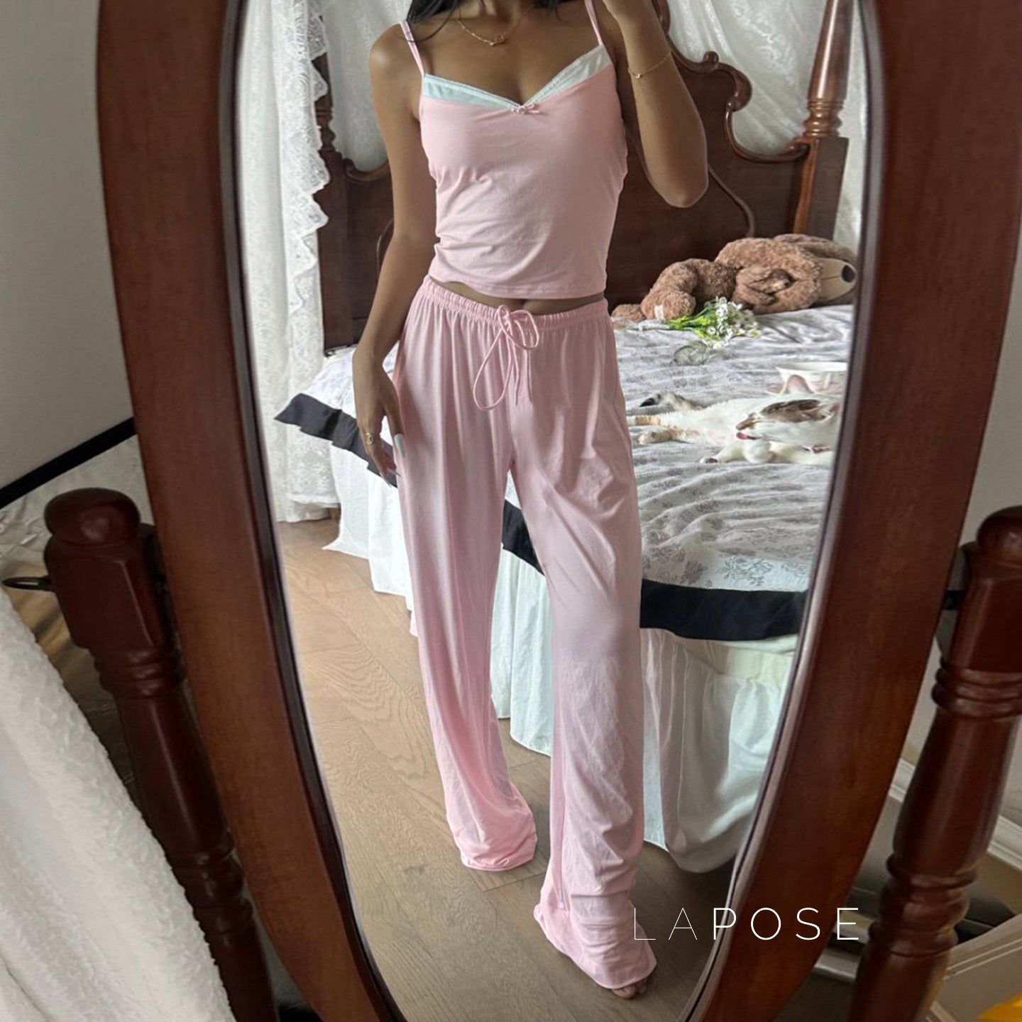 Asma Pink Knitted Lounge Set [QPMQSUUB]