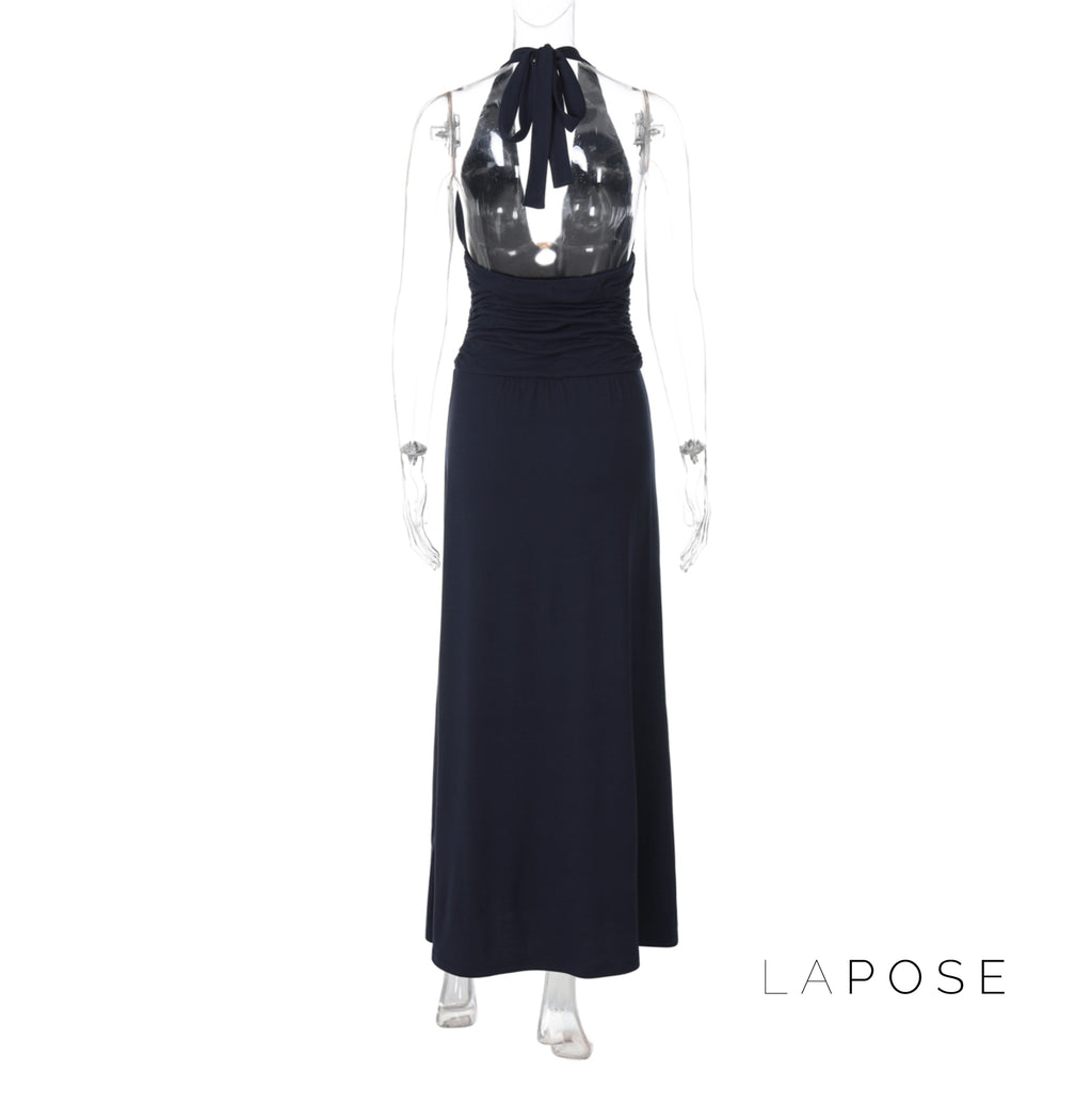 Asra Halter Pleated Maxi Dress [NHAEVYC0]