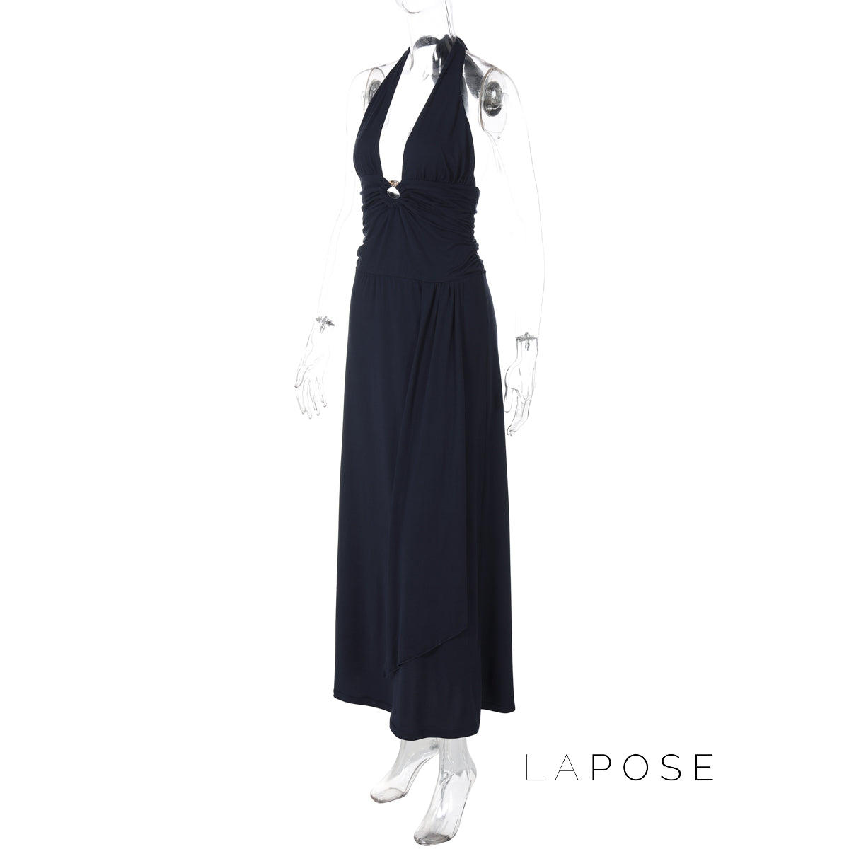 Asra Halter Pleated Maxi Dress [7379173B]
