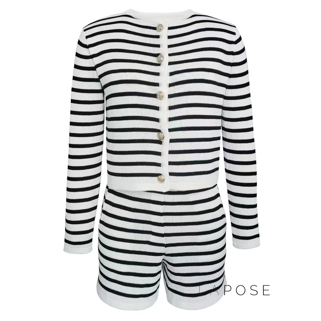 Astoria Striped Knit Short Set [X5THFQO7]