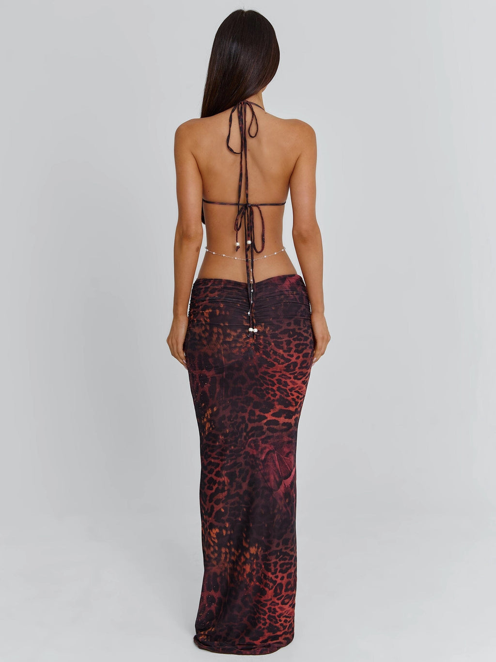 LaPose Astrid Ruched Pearl Maxi Dress - Cyrene
