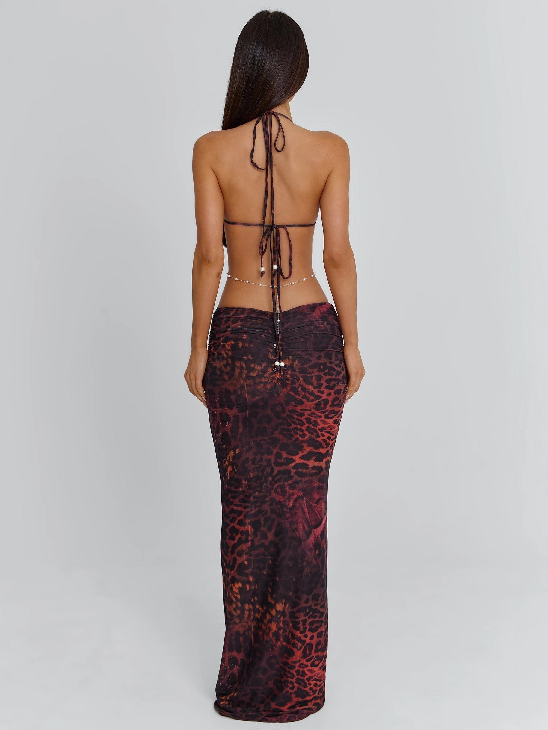 LaPose Astrid Ruched Pearl Maxi Dress - Cyrene
