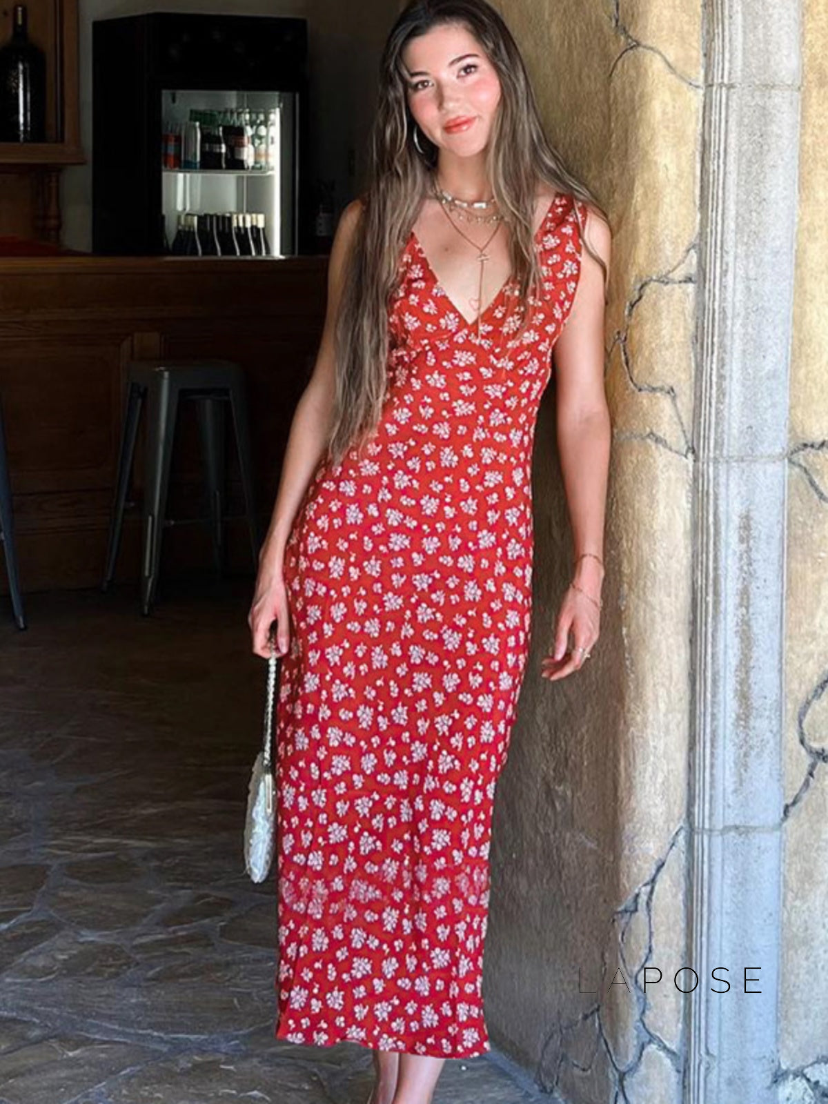 Aubrie Floral Backless Maxi Dress [1DORAL7F]
