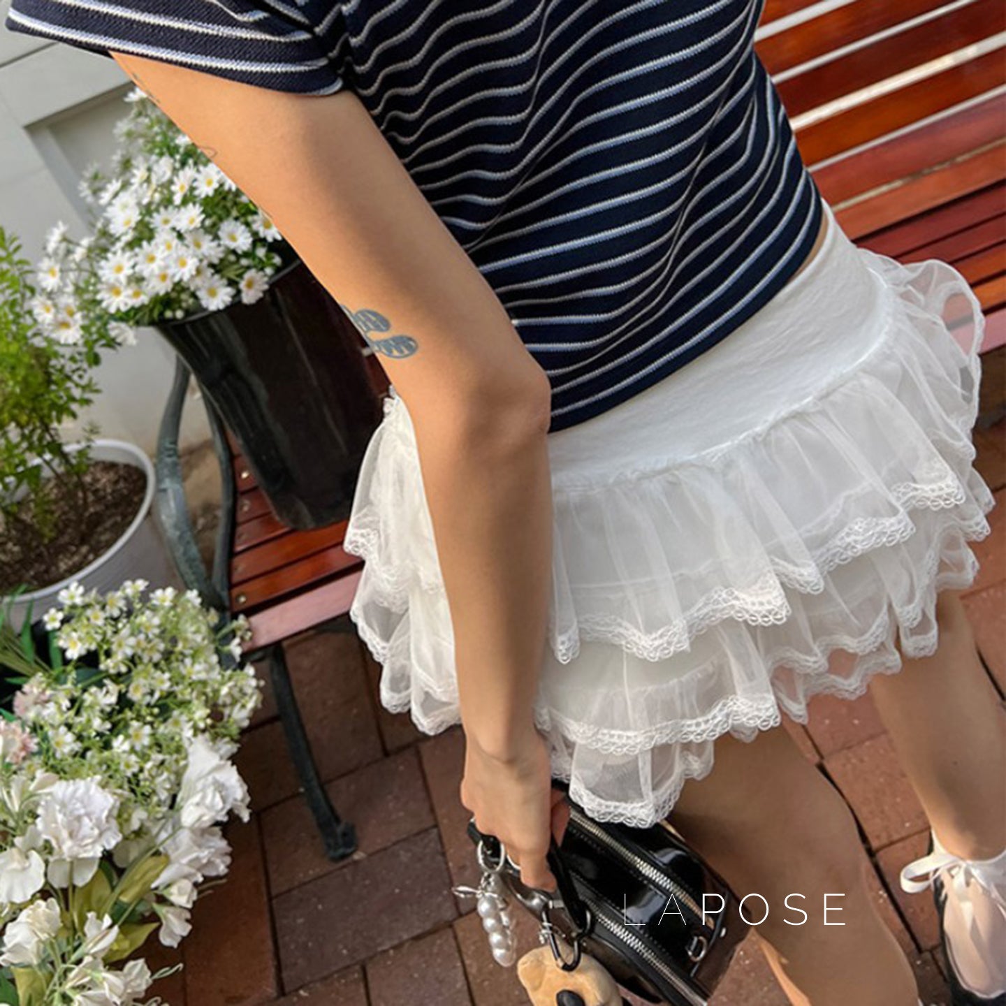 Auburn Lace Tiered Mini Skirt