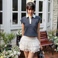 Auburn Lace Tiered Mini Skirt