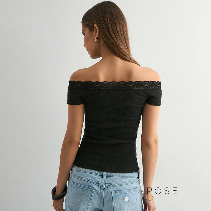 Augusta Lace Bardot Crop Top [XL076DBA]