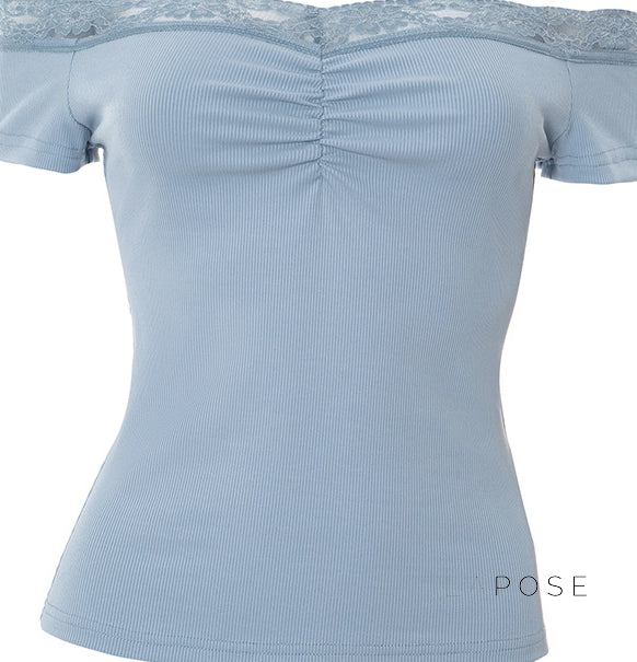 Augusta Lace Bardot Crop Top [0RHLURB2]