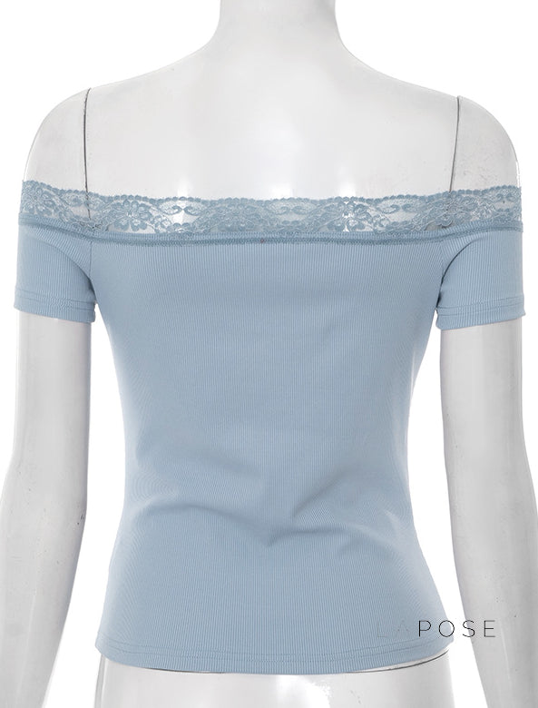Augusta Lace Bardot Crop Top [863V4HBB]