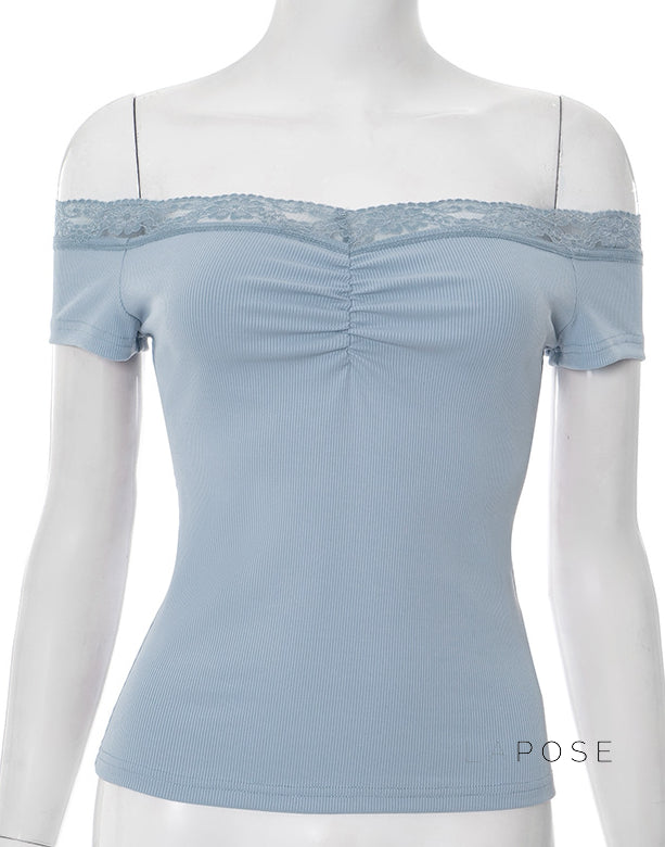 Augusta Lace Bardot Crop Top [W377RI99]