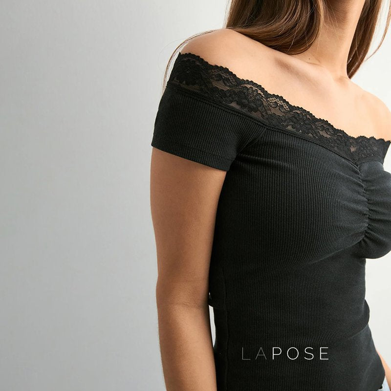 Augusta Lace Bardot Crop Top [RHBKQ6V4]