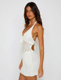 LaPose Auriella Crochet Halter Mini Dress