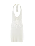 LaPose Auriella Crochet Halter Mini Dress
