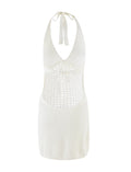 LaPose Auriella Crochet Halter Mini Dress