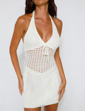 LaPose Auriella Crochet Halter Mini Dress