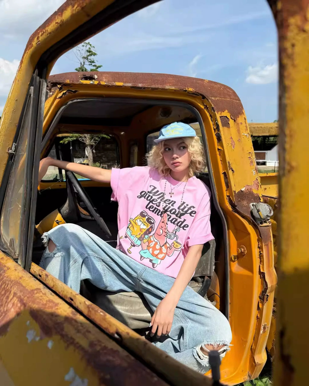 Autymn Oversized Graphic Pink T-Shirt