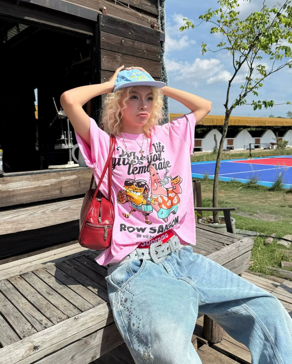 Autymn Oversized Graphic Pink T-Shirt