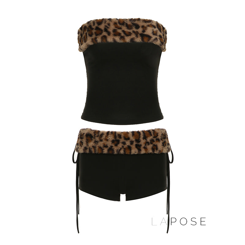 Avalon Leopard Ruched Short Set [0SCG8PWN]