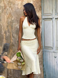 Avalon Striped Halter Skirt Set
