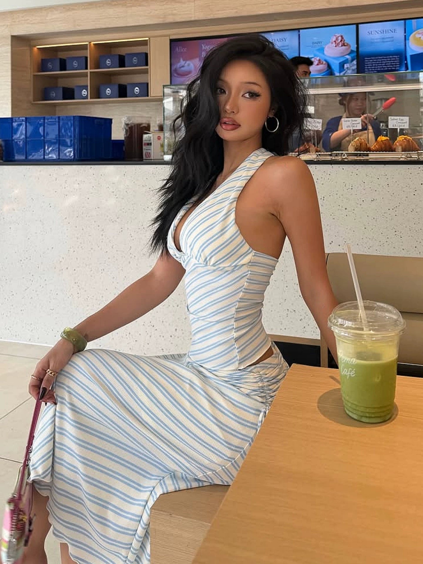 Avalon Striped Halter Skirt Set