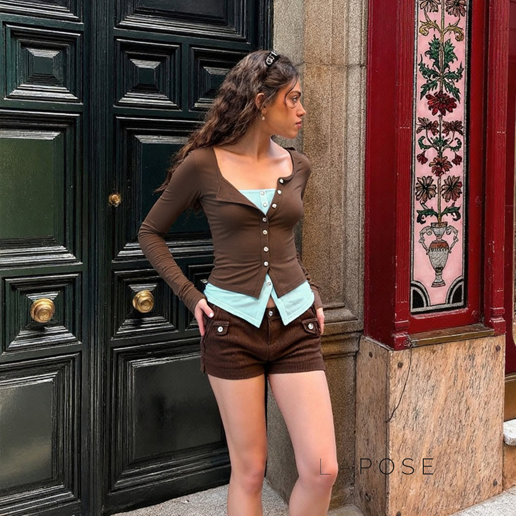 Avary Patchwork Faux Layer Top [A5B76IWG]