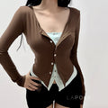 Avary Patchwork Faux Layer Top [ZBR80JND]