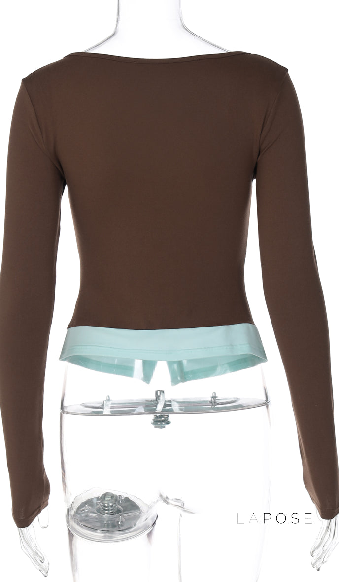 Avary Patchwork Faux Layer Top [E0NCJNB9]