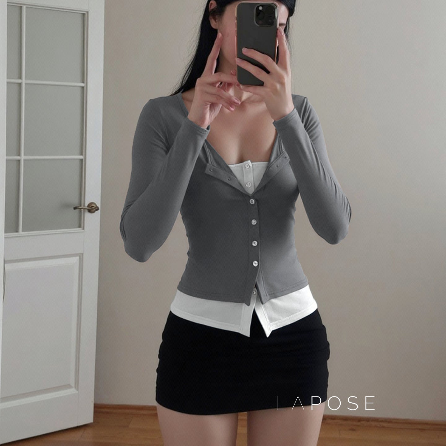 Avary Patchwork Faux Layer Top [ZYV0L9PU]