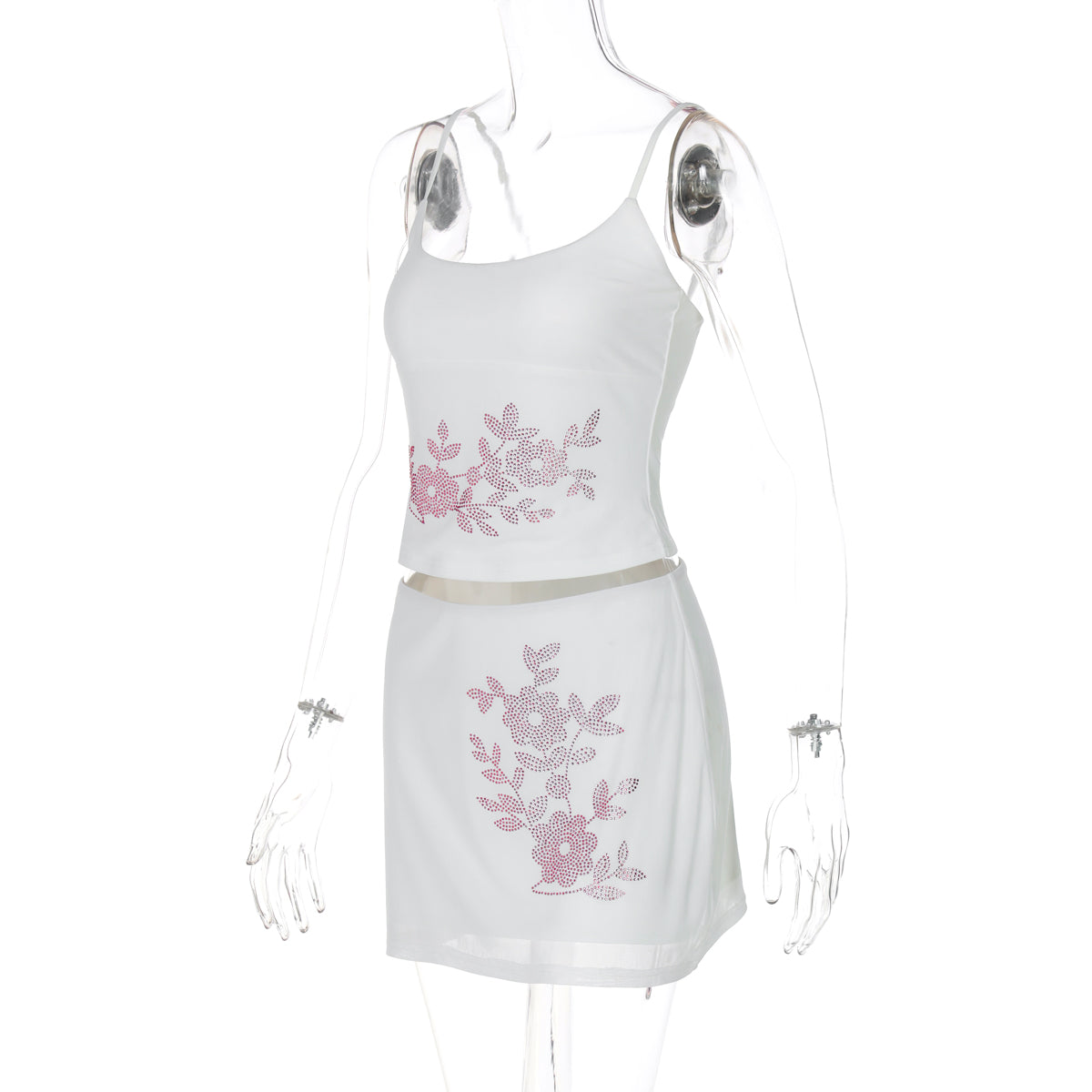 Avelyn Floral Rhinestone Skirt Set