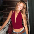 Avelynn Rhinestone Halter Crop Top [O4EM9WX9]