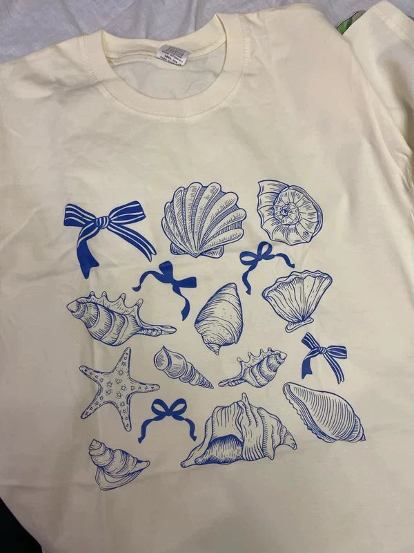 Aven Seashell Print Oversized T-Shirt