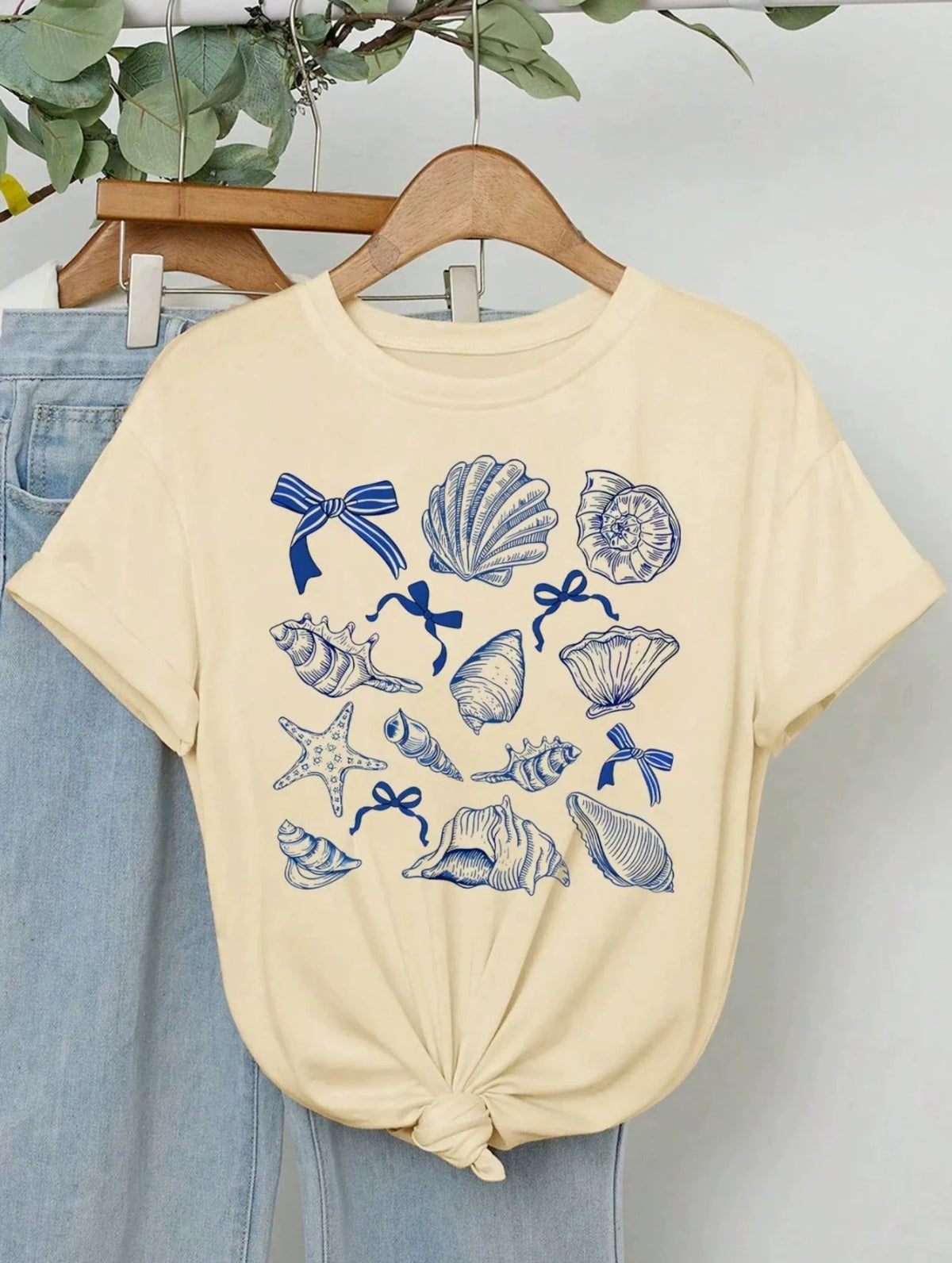 Aven Seashell Print Oversized T-Shirt