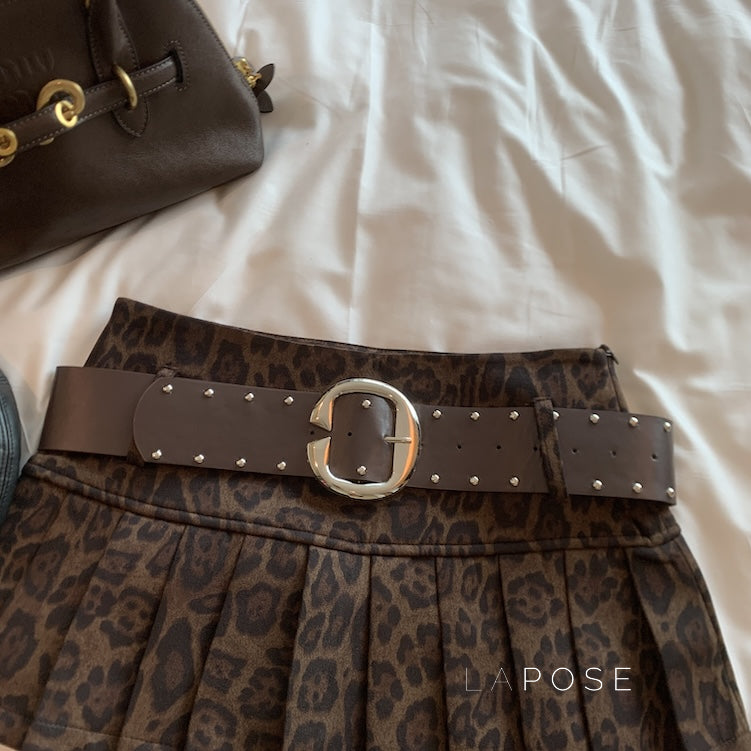 Avery Leopard Pleated Mini Skirt [7T2IVC93]