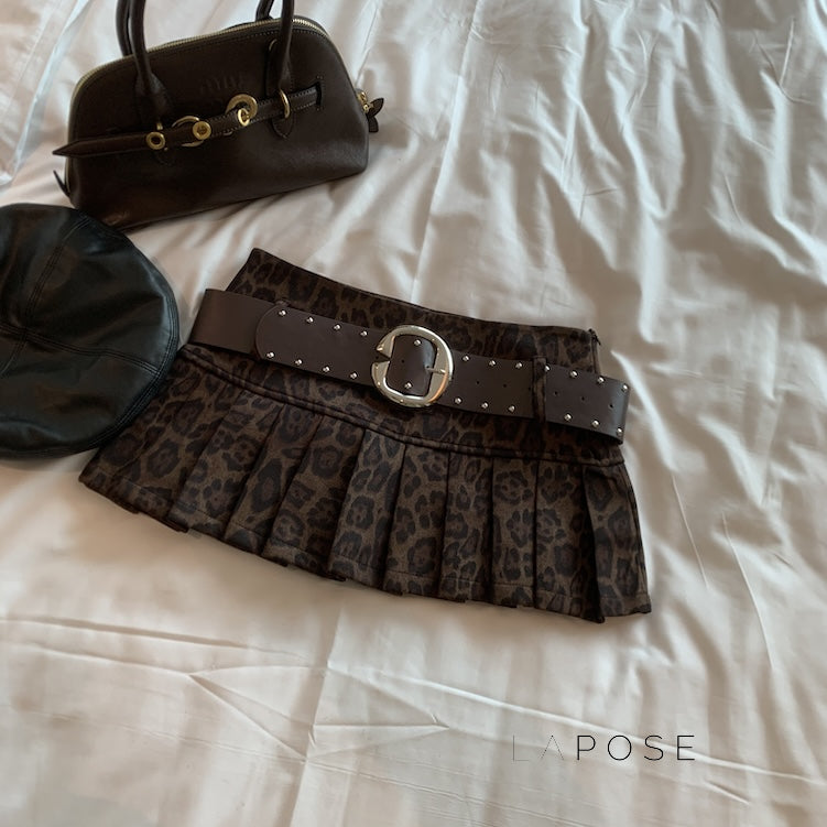 Avery Leopard Pleated Mini Skirt [Y1DA9CQC]