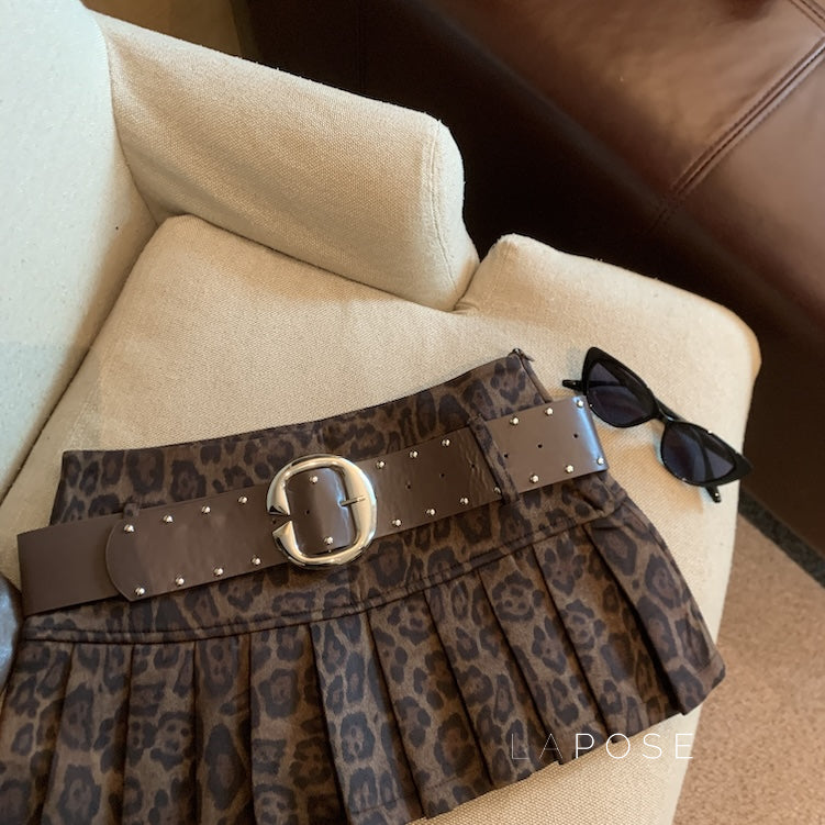 Avery Leopard Pleated Mini Skirt [FON2729U]