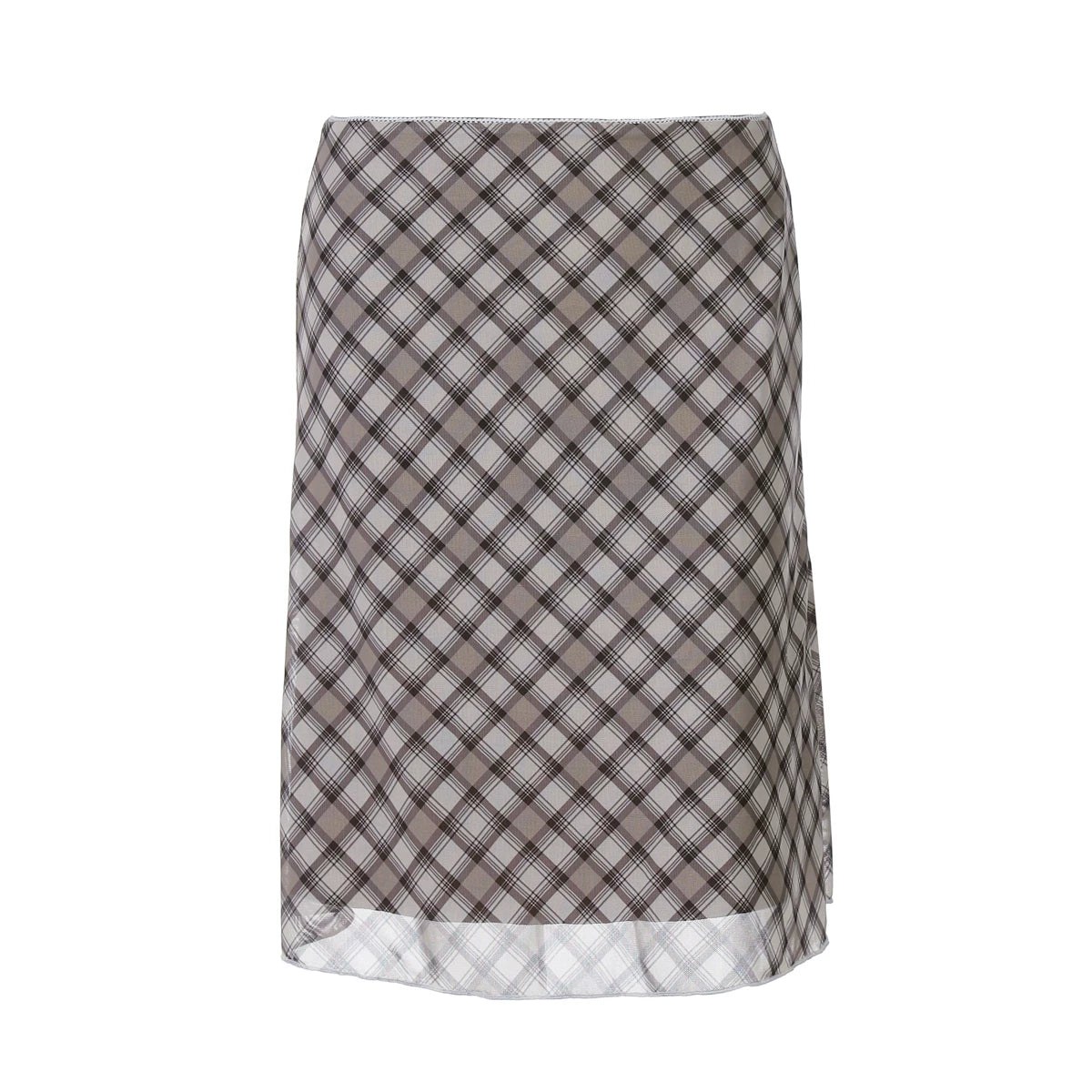 LaPose - Aviah Plaid Lace Skirt Set - Brown Skirt Color