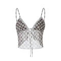 LaPose - Aviah Plaid Lace Skirt Set - Brown Camisole Color