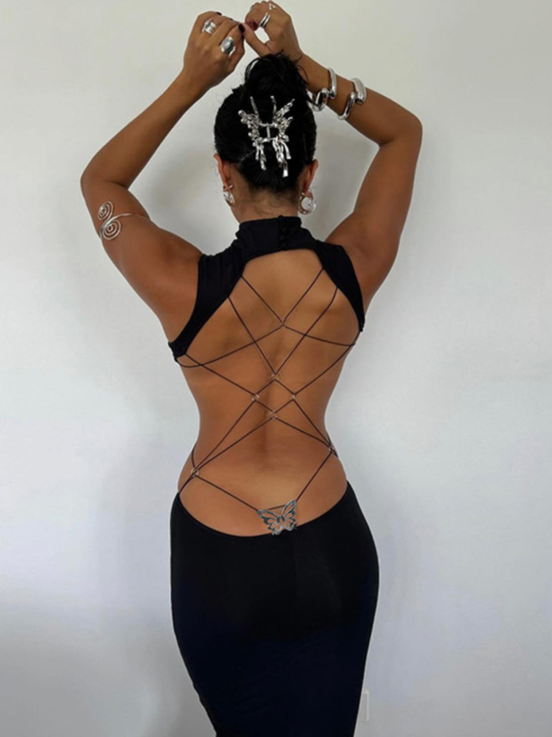 Aviva Backless Lace-Up Dress [OE7JQ418]