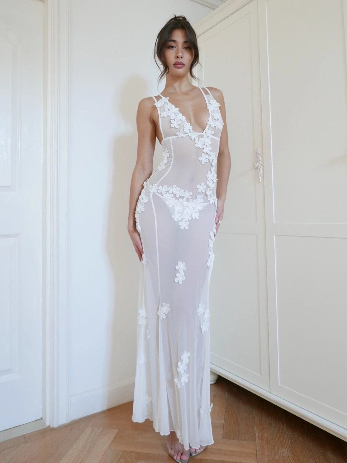 LaPose Avy Sheer Floral Maxi Dress
