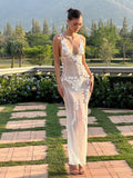 LaPose Avy Sheer Floral Maxi Dress