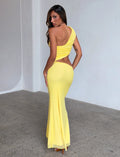 LaPose Avyanna Draped Mesh Maxi Dress